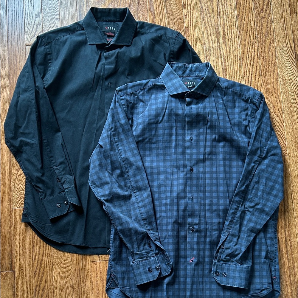 2-pack Bundle - Men's Black and Black & Blue Checkered Shirts
